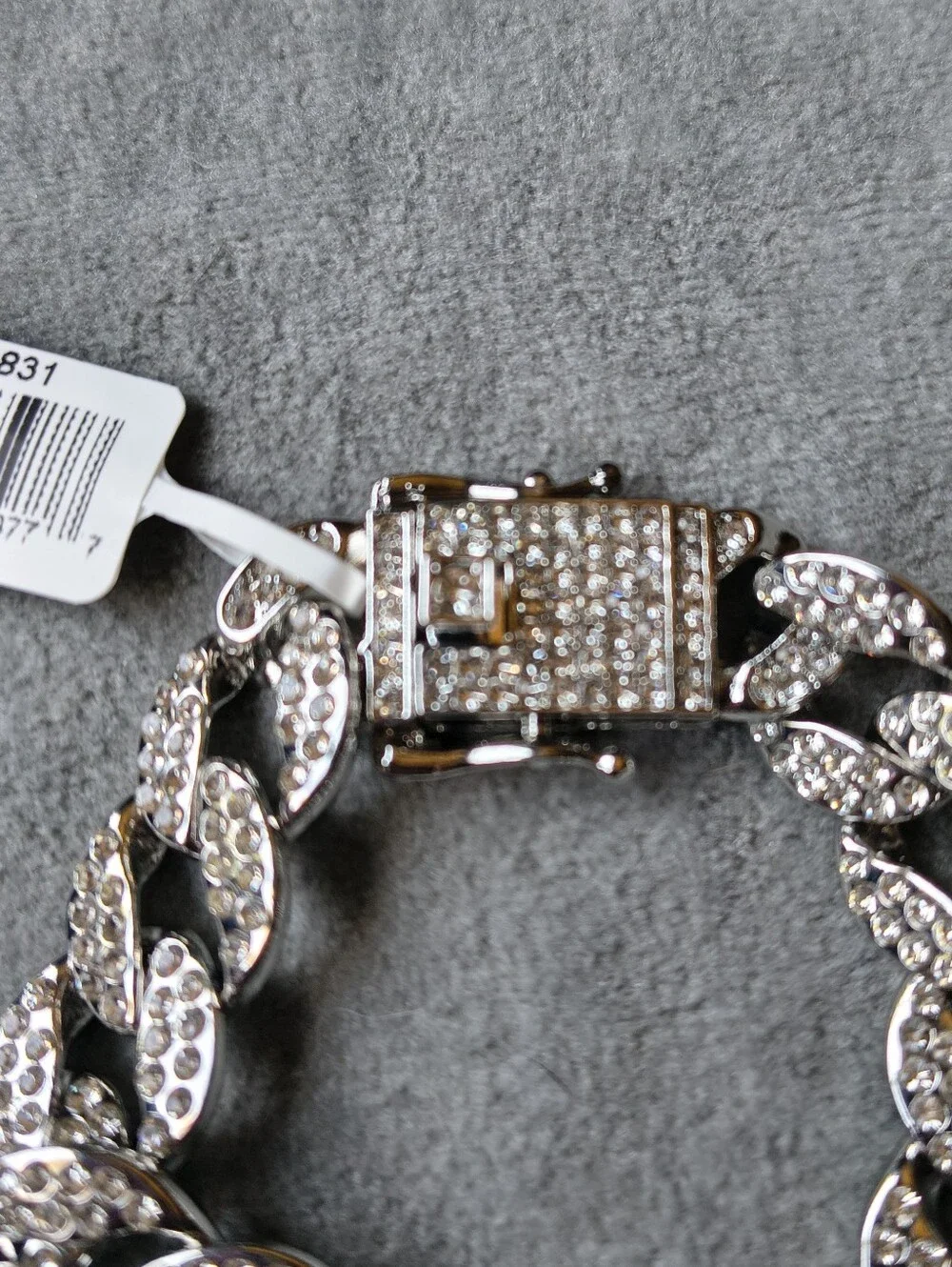 Invicta Elements Men's Iced out Cuban Chain Bracelet, Silver (80831)